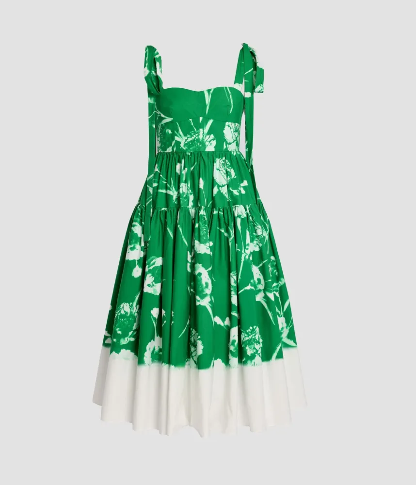 green emerald velvet dress Linen Fit-and-Flare Midi Dress – The Prancing Hare