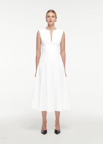 COTTON POPLIN MIDI DRESS