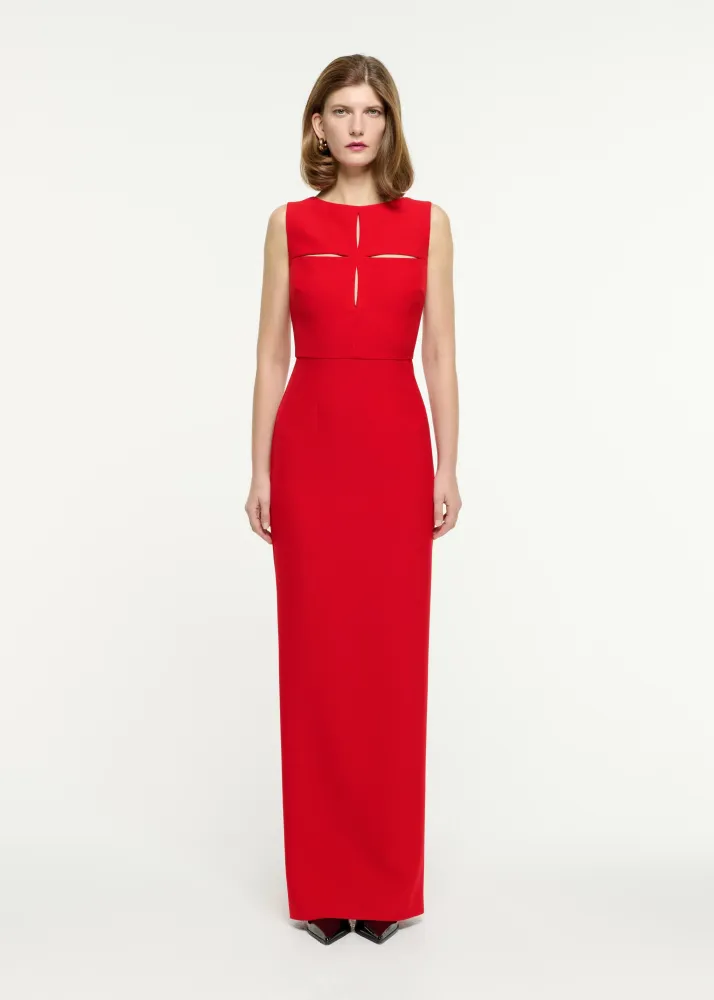 CUT OUT CREPE MAXI DRESS