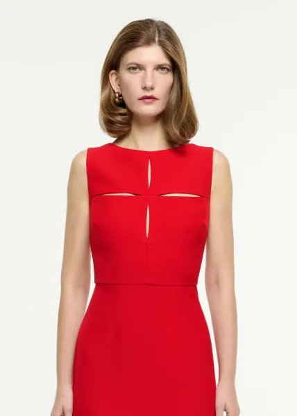 CUT OUT CREPE MAXI DRESS