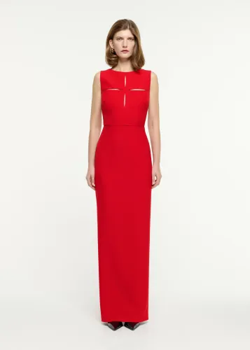 CUT OUT CREPE MAXI DRESS