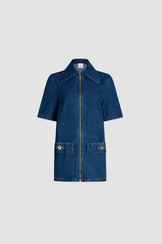 SHORT ZIPPED DENIM DRESS
