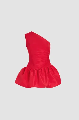 ONE SHOULDER BLOOMER MINI DRESS