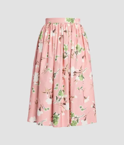 GATHERED MIDI SKIRT