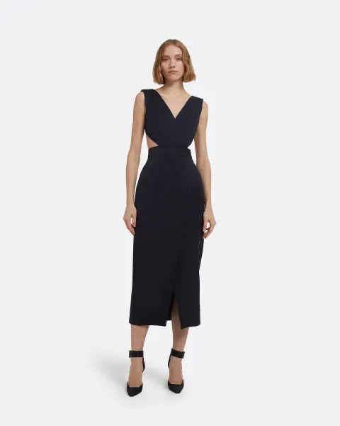 SLEEVELESS CUT OUT DETAIL MIDI DRESS