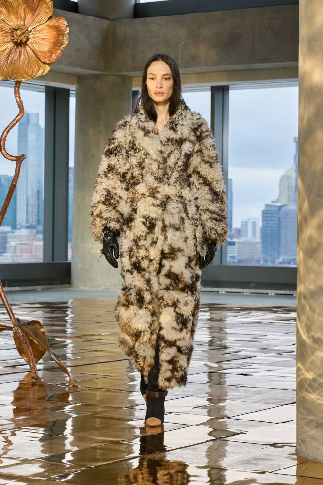 CARYSE LONG SHEARLING COAT