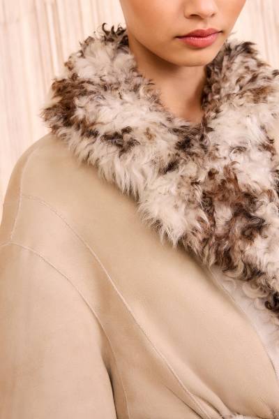 CARYSE LONG SHEARLING COAT