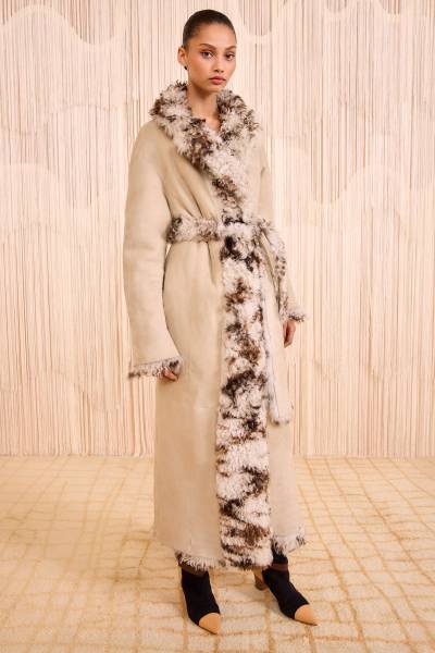 CARYSE LONG SHEARLING COAT