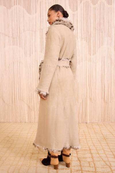 CARYSE LONG SHEARLING COAT