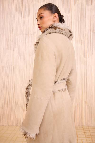 CARYSE LONG SHEARLING COAT
