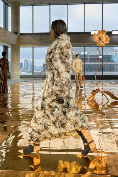 CARYSE LONG SHEARLING COAT