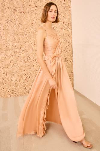 AISHA PLEATED ASYMMETRICAL GOWN