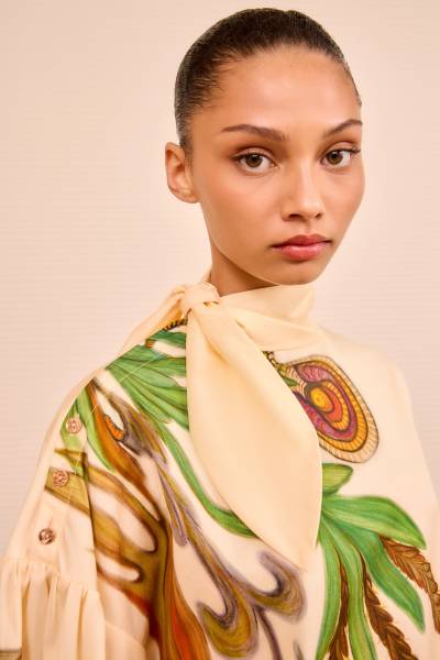 PASTEL LS TIE NECK BLOUSE