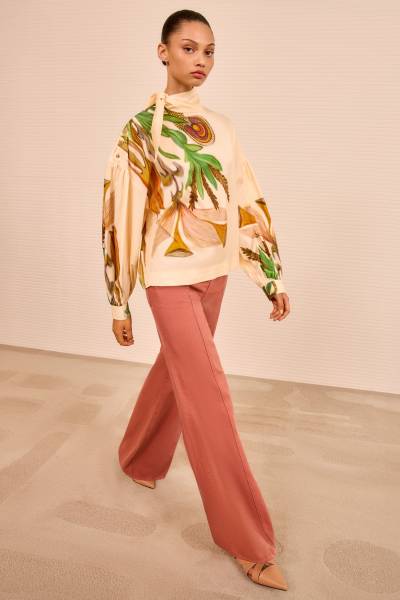 PASTEL LS TIE NECK BLOUSE