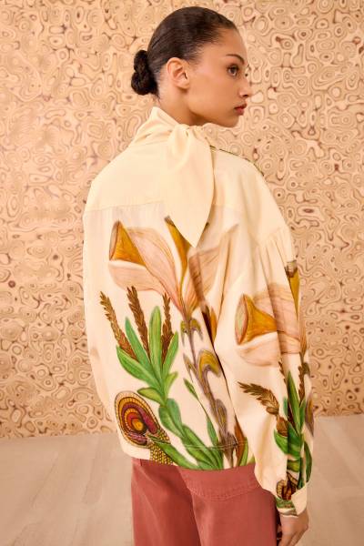 PASTEL LS TIE NECK BLOUSE