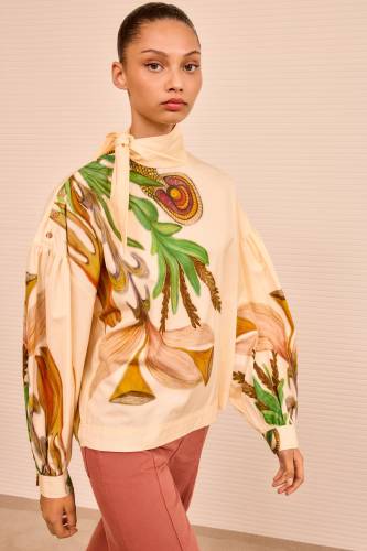 PASTEL LS TIE NECK BLOUSE