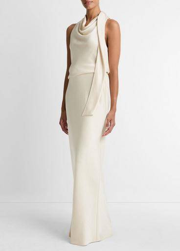 FLUID SATIN BIAS COLUMN SKIRT