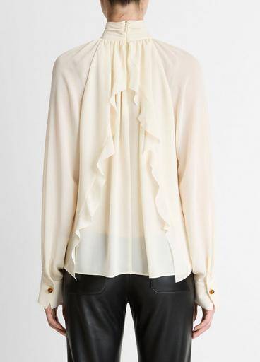 GATHERED DRAPED NECK BLOUSE