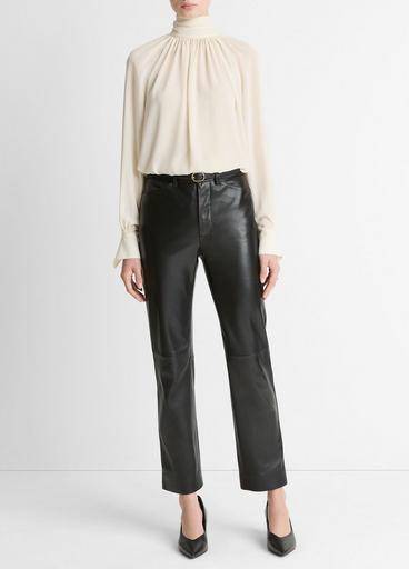 GATHERED DRAPED NECK BLOUSE