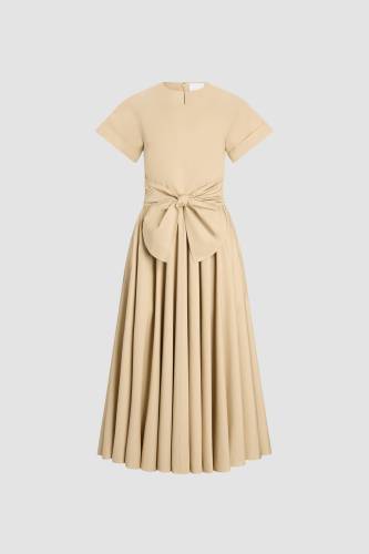 SHORT SLEEVES MIDI KNOT DRESS