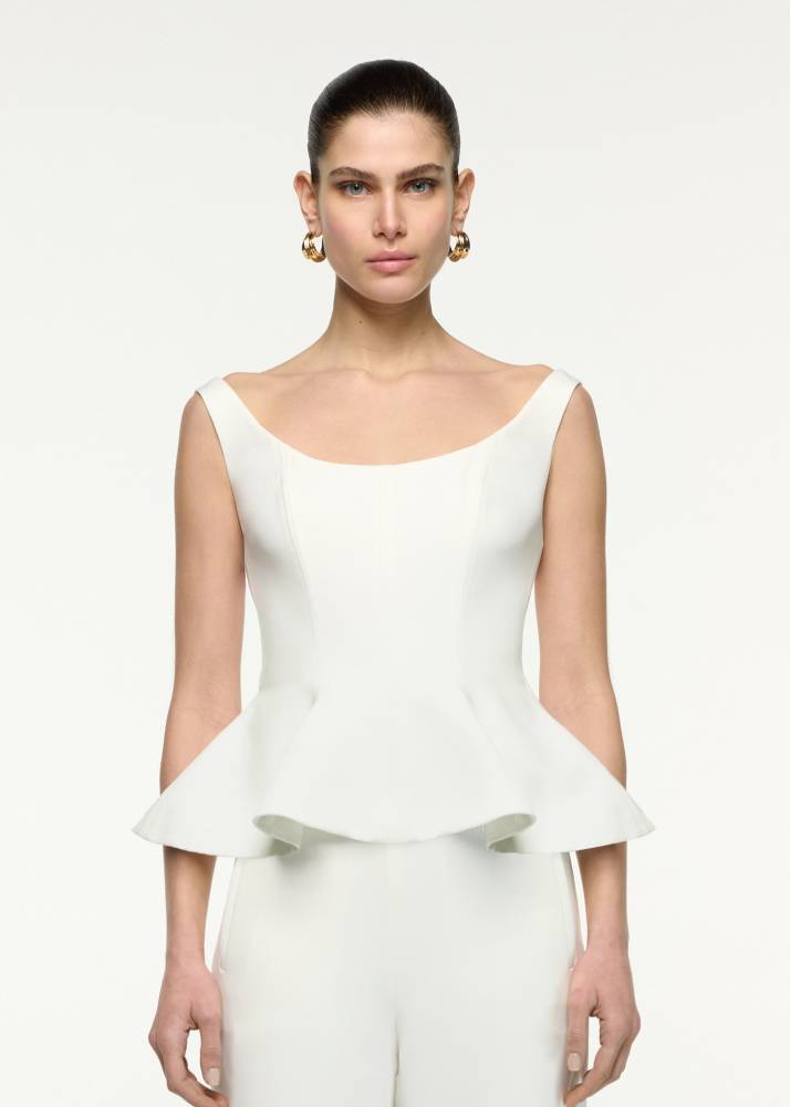 SQUARE NECK STRAPPY PEPLUM TOP