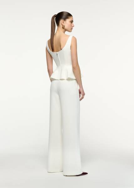 SQUARE NECK STRAPPY PEPLUM TOP