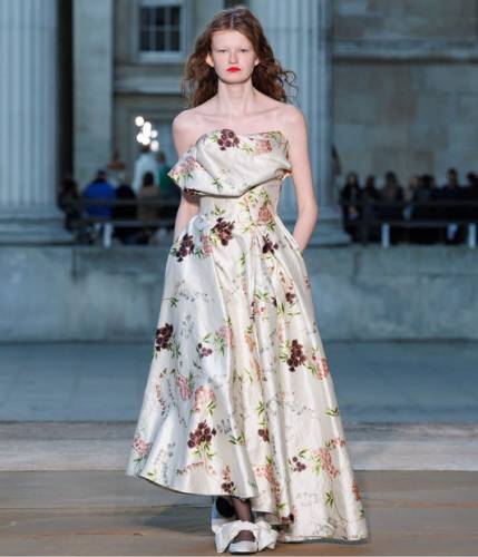 FLORAL PRINT TEXTURED SALTIN CLOUD MIDI DRESS