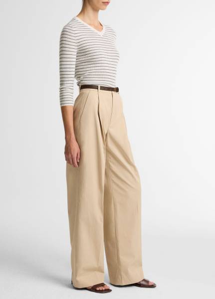 CAMILLE MID WAIST COTTON LEG TROUSER