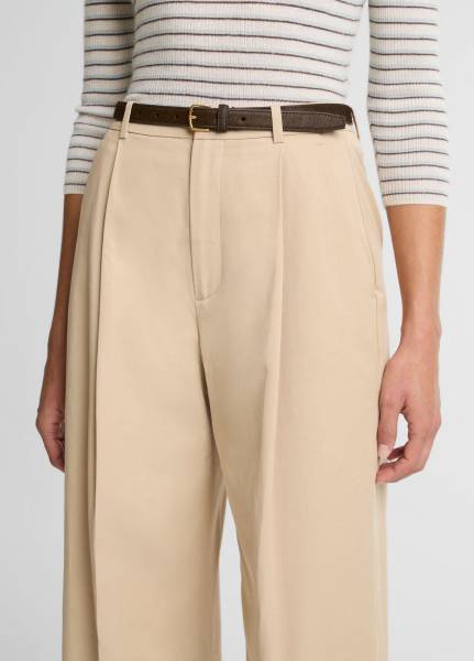 CAMILLE MID WAIST COTTON LEG TROUSER