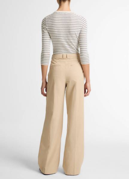 CAMILLE MID WAIST COTTON LEG TROUSER