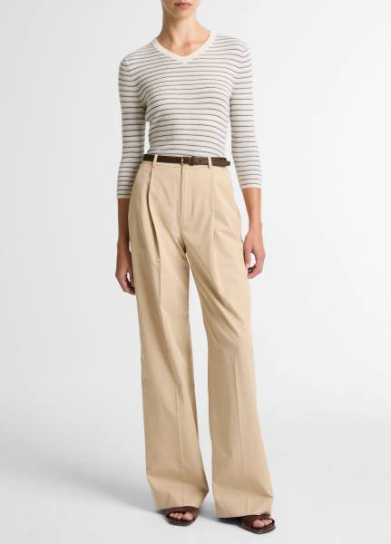CAMILLE MID WAIST COTTON LEG TROUSER