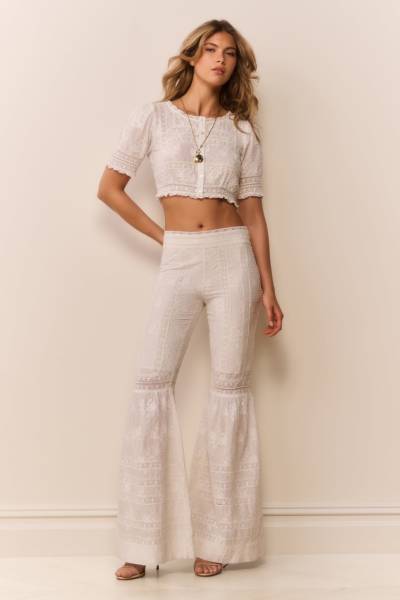 Telva Cotton Victorian Bell Bottom Pant