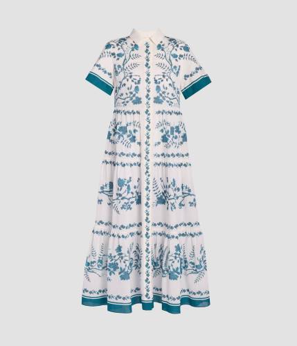 TIERED MIDI SHIRT DRESS