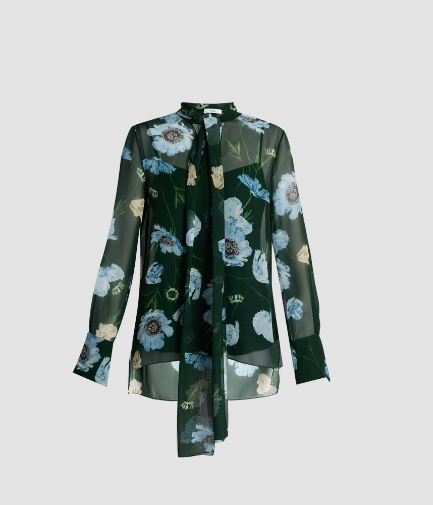 FLORAL SILK VOILE LONG SLEEVE SHIRT