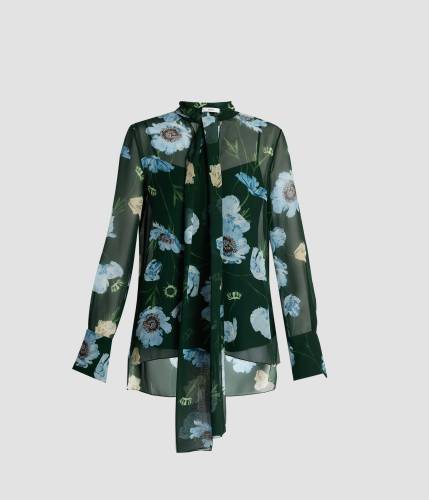 FLORAL SILK VOILE LONG SLEEVE SHIRT