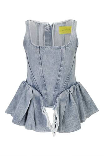 LIGHT BLUE DENIM PEPLUM CORSET