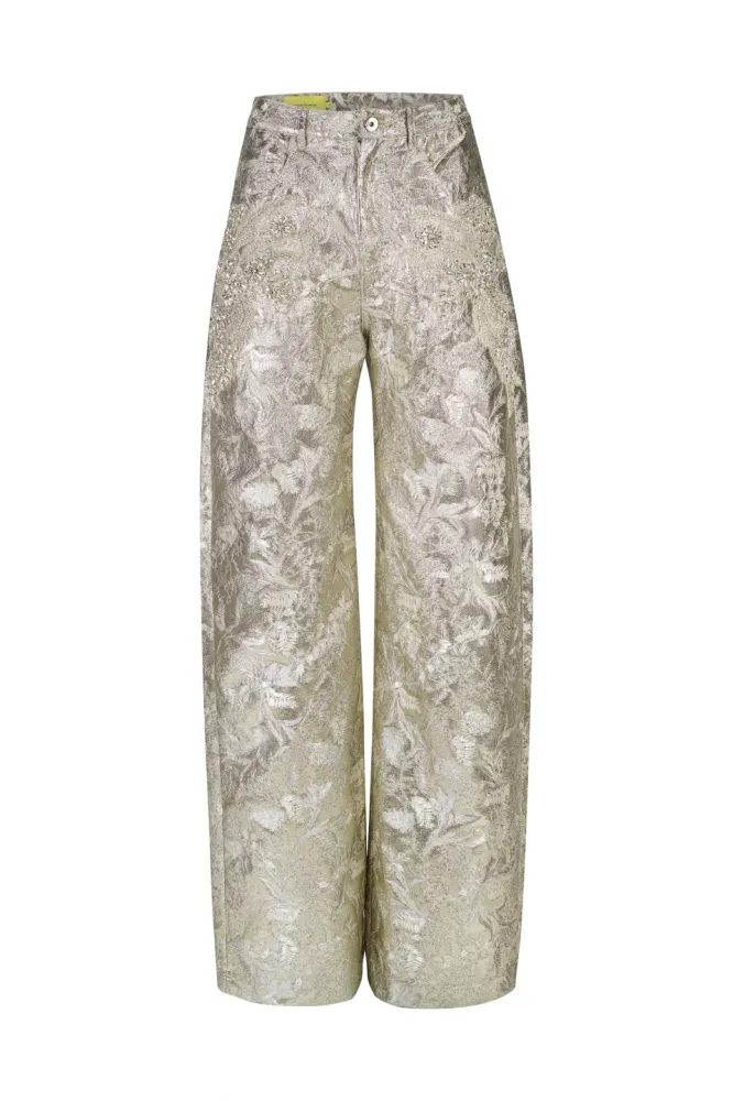 TEXTURED BROCADE BOYFRIEND TROUSERS