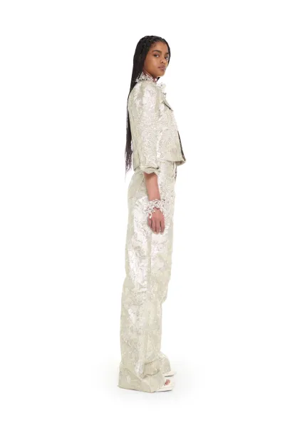 TEXTURED BROCADE BOYFRIEND TROUSERS