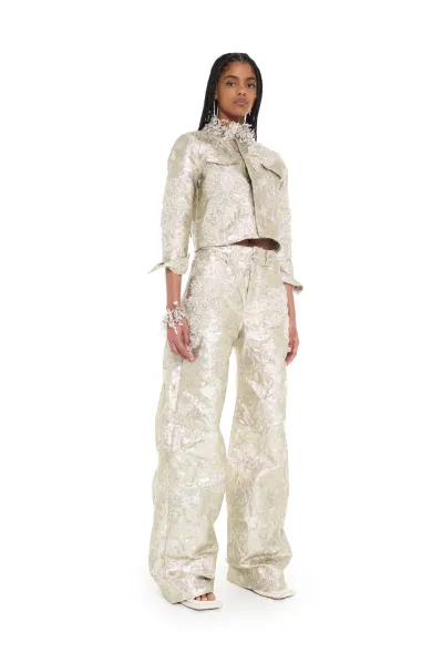 TEXTURED BROCADE BOYFRIEND TROUSERS