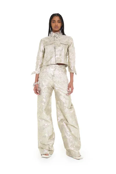 TEXTURED BROCADE BOYFRIEND TROUSERS