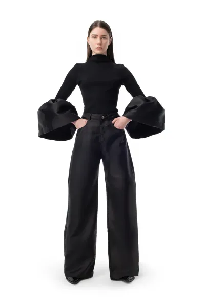 SEQUIN EMBROIDERED BOYFRIEND TROUSERS