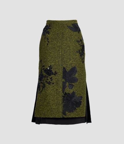 SPECKLED WOOL MIDI SKIRT