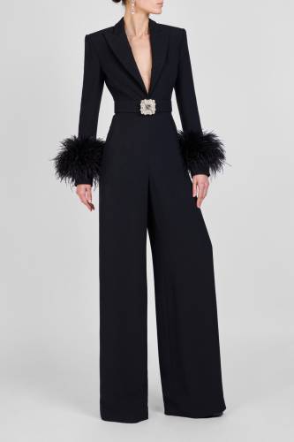 FEATHER CUFF JUMPSUIT